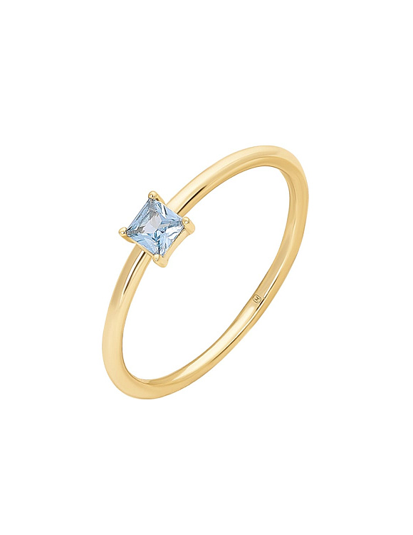 Серебряное кольцо позолоченное с фианитом в огранке квадрат Miestilo  2