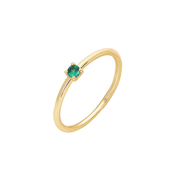 Серебряное кольцо позолоченное с фианитом в круглой огранке Miestilo