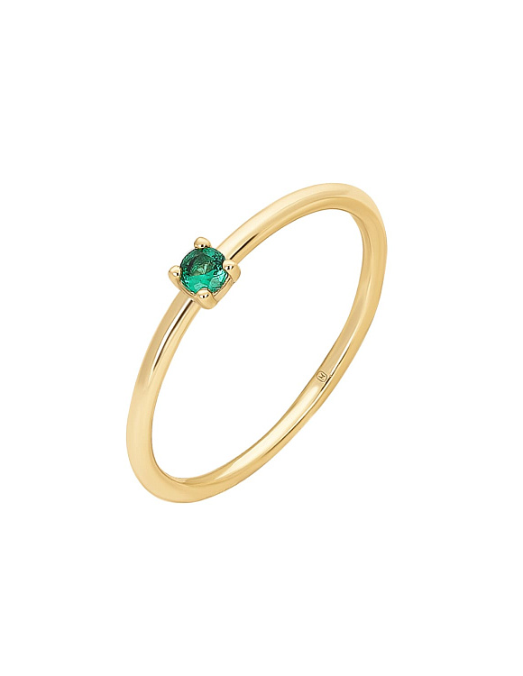 Серебряное кольцо позолоченное с фианитом в круглой огранке Miestilo  2