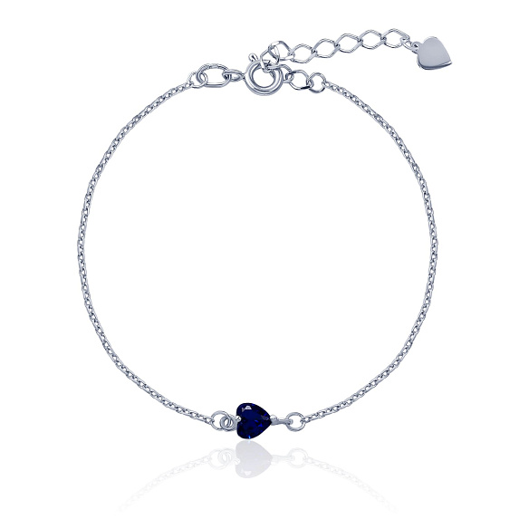 Браслет из серебра с синим фианитом в огранке сердце MIESTILO Miestilo