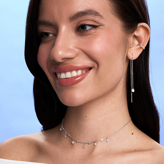 Колье на шею серебро 925 с фианитами Miestilo