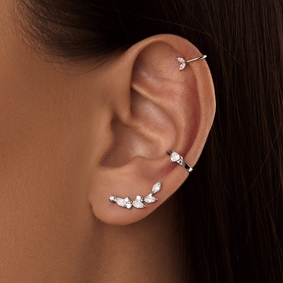 Серьги серебро 925 серебряные клаймберы веточка с камнями Miestilo