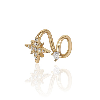Позолоченный кафф со звездой и фианитами из серебра MIESTILO Miestilo