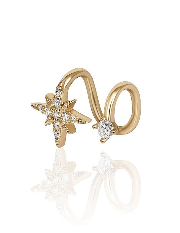 Позолоченный кафф со звездой и фианитами из серебра MIESTILO Miestilo  2