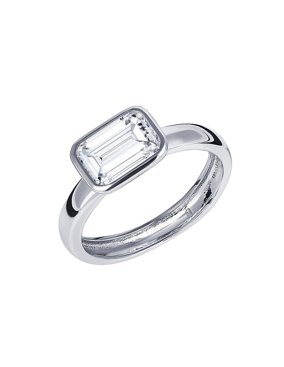 Серебряное кольцо с фианитом в огранке эмеральд Miestilo  2