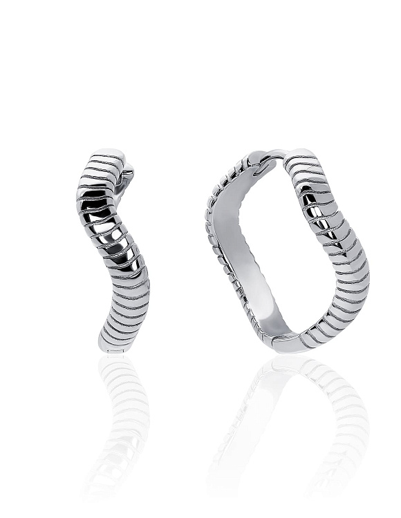 Серебряные серьги-конго с рельефом и волнообразным изгибом MIESTILO  Miestilo  2