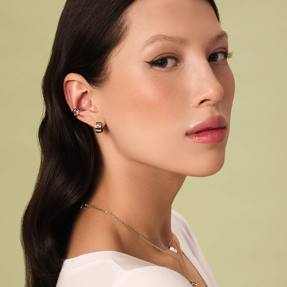 Серебряные серьги кольца биколор сердце Miestilo