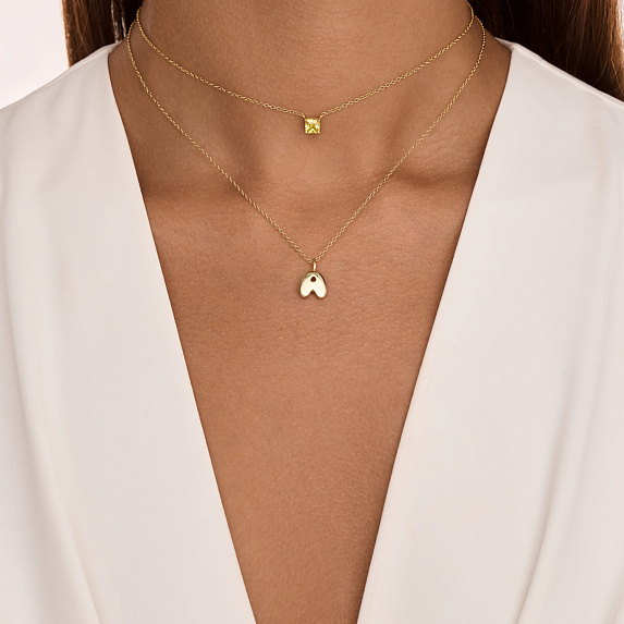 Серебряное колье позолоченое с буквой А bubble small Miestilo
