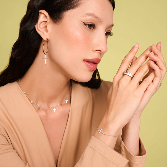 Серебряное колье с крестами без вставок Miestilo