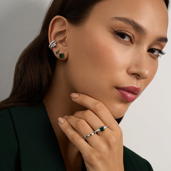Серьги серебро 925 гвоздики серебряные с камнями Miestilo