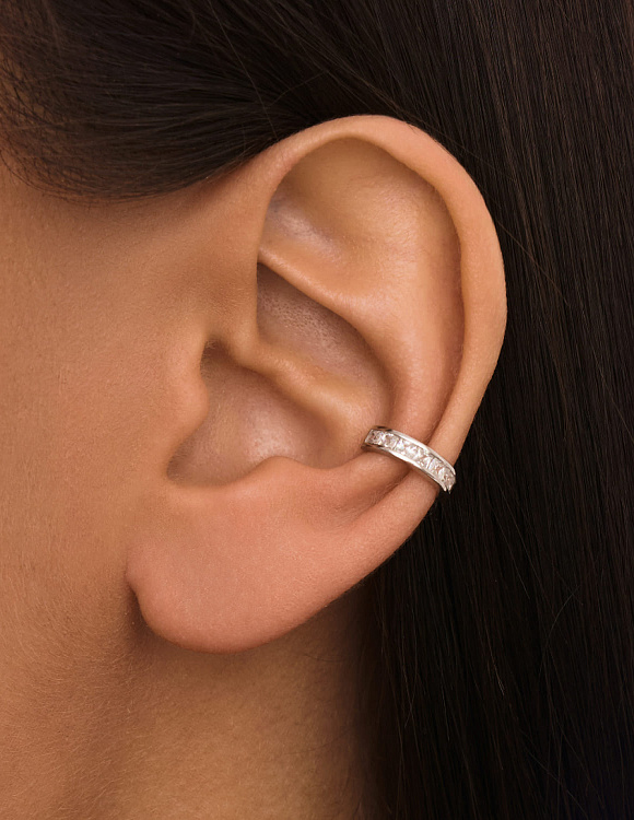 Серьга кафф серебро 925 моносерьга серебряная одиночная MIESTILO Miestilo