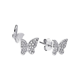 Серьги серебро 925 серебряные гвоздики женские бабочки Miestilo