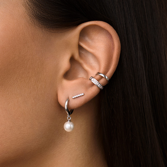 Серьги серебро 925 серебряные конго с жемчугом Miestilo