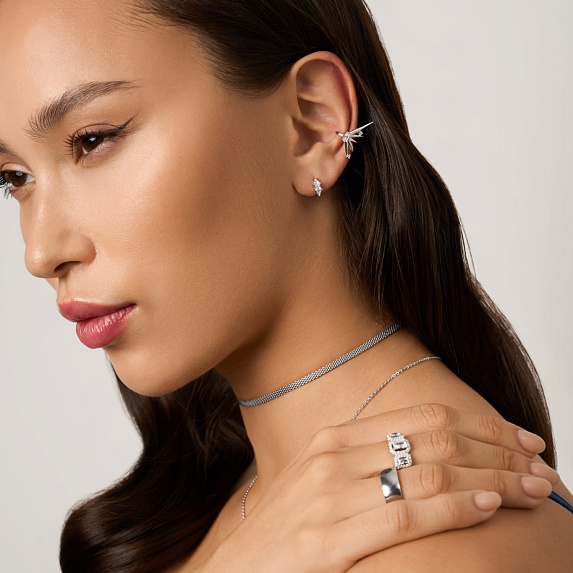 Серебряный кафф с фианитами Miestilo