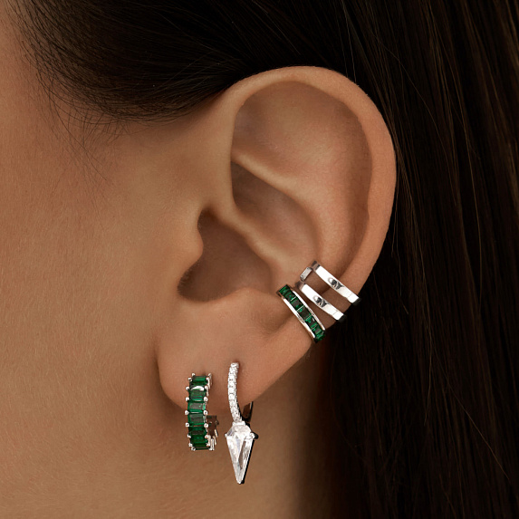 Серьги кольца серебро 925 гвоздики серебряные с камнями Miestilo