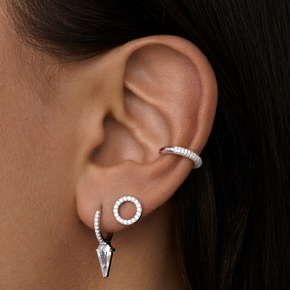 Серебряные серьги кольца с фианитом Miestilo