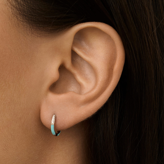 Серьги конго серебро 925 серебряные колечки с эмалью Miestilo
