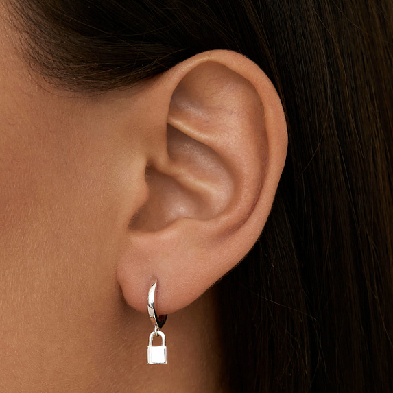 Серебряные серьги кольца замок Miestilo