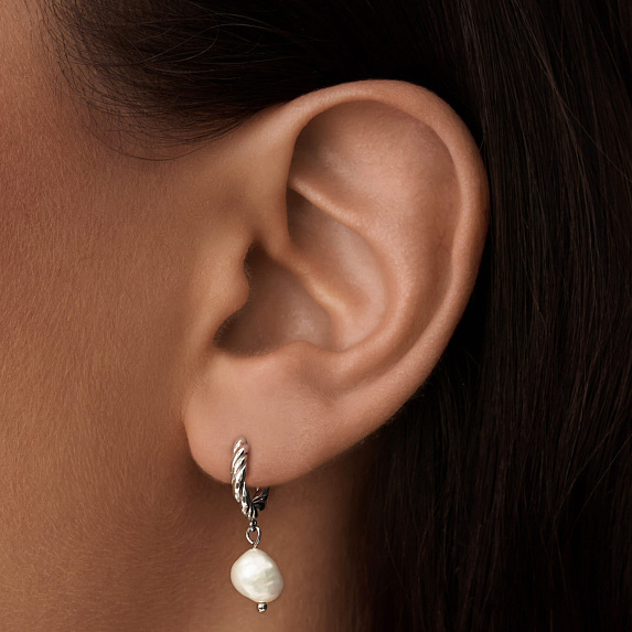 Серьги серебро 925 серебряные кольца с жемчугом Miestilo