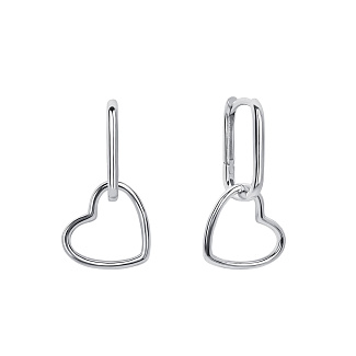 Серьги серебро 925 конго сердечки серебряные Miestilo