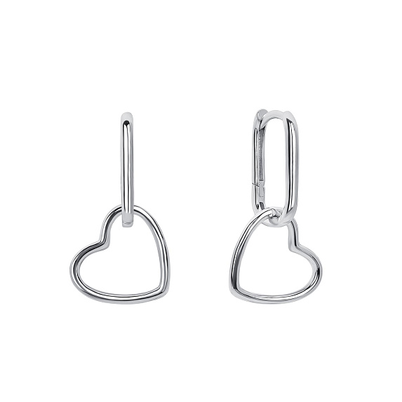 Серьги серебро 925 конго сердечки серебряные Miestilo