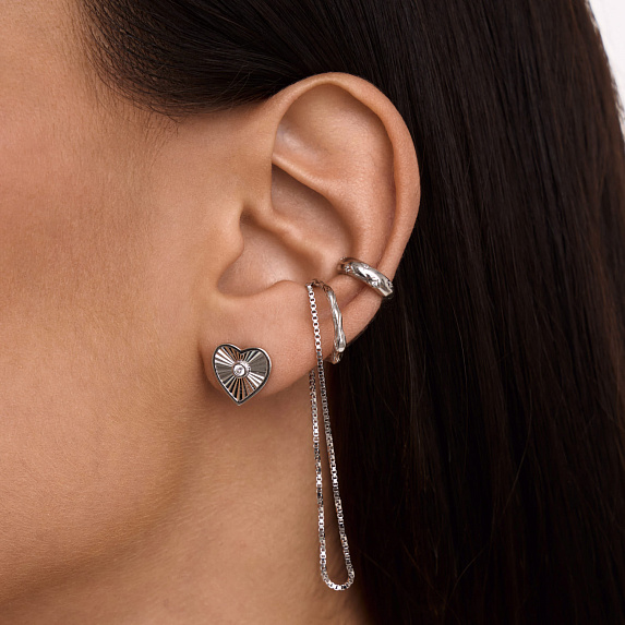 Серьги серебро 925 серебряные гвоздики сердечки Miestilo