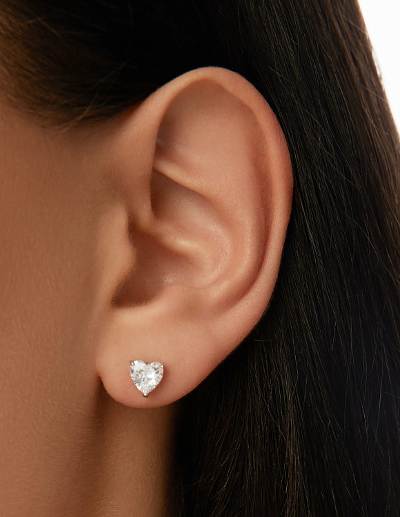 Серьги серебро 925 серебряные гвоздики сердечки Miestilo