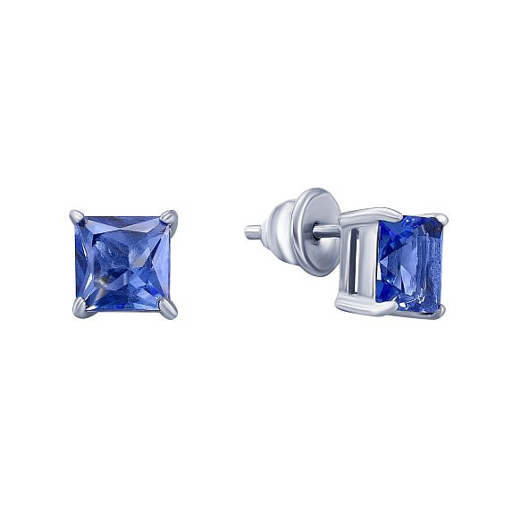 Серьги серебро 925 серебряные гвоздики женские квадратные Miestilo