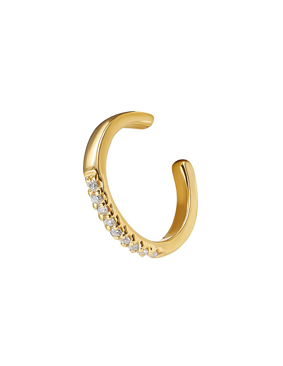 Серьга кафф серебро 925 моносерьга позолоченная одиночная Miestilo  2