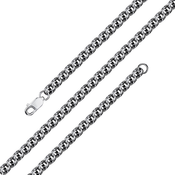 Серебряная цепь Бисмарк граненый черненая ширина плетения 4 мм D проволоки 0,6 мм Miestilo
