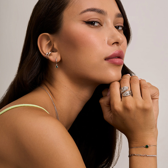 Серьги серебро 925 висячие серебряные конго с камнями Miestilo