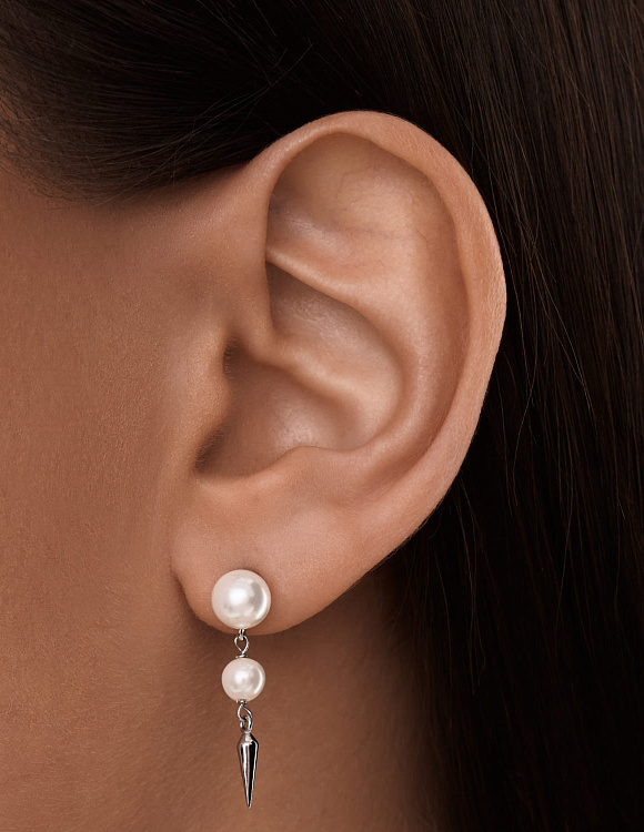 Серебряные серьги с искусственным жемчугом 25,4 мм Miestilo