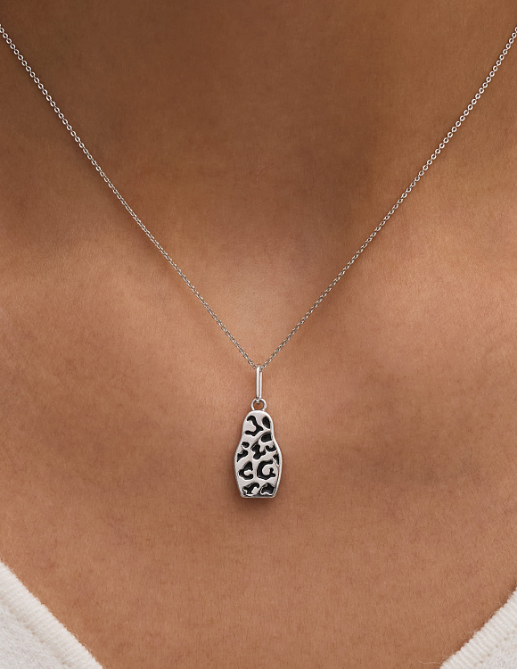 Серебряная подвеска в виде леопардовой матрешки РУССКИЙ КОД Miestilo 2