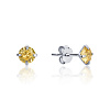 Серебряные пусеты с желтыми фианитами  Miestilo