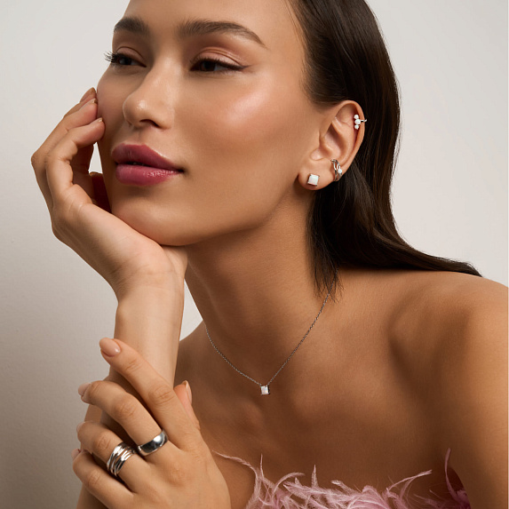 Серебряные серьги гвоздики с опалом Miestilo