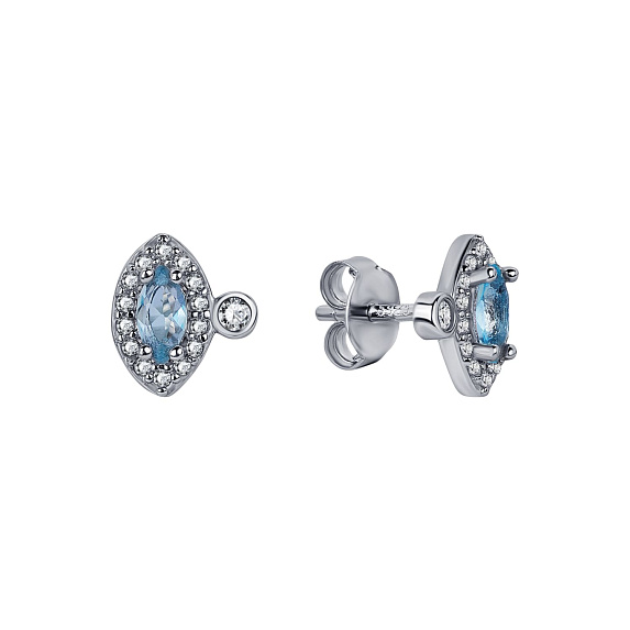 Серебрянные серьги гвоздики с фианитами Miestilo