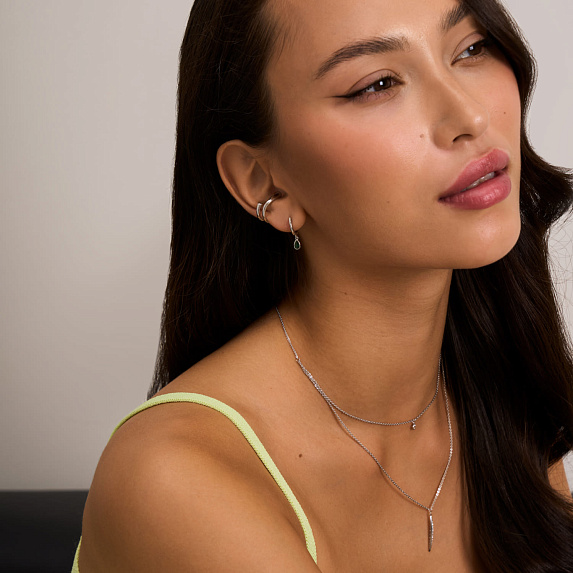 Серьги серебро 925 висячие серебряные конго с камнями Miestilo