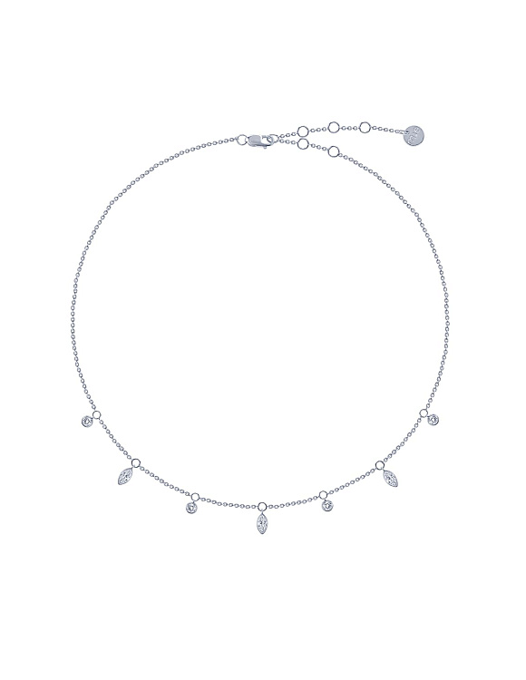 Серебряное колье-чокер с подвесными фианитами Miestilo  2