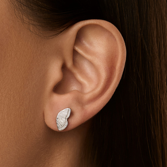 Серебряные серьги гвоздики, крылья бабочки Miestilo