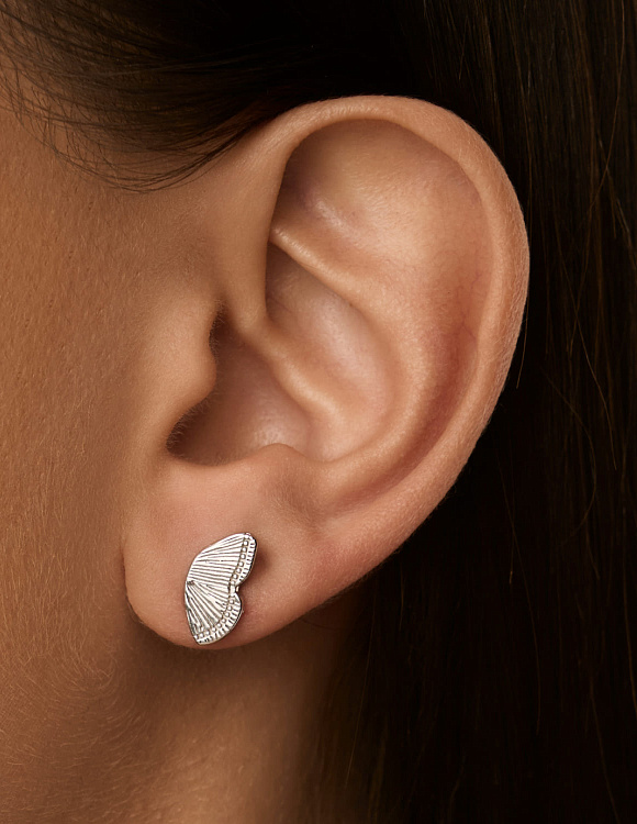 Серебряные серьги гвоздики, крылья бабочки Miestilo