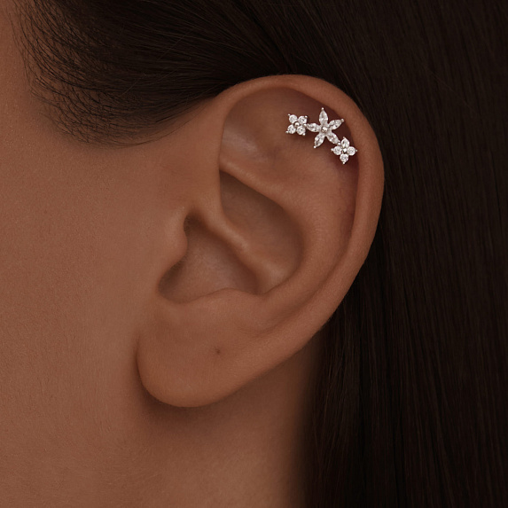 Серебряный пирсинг с фианитами Miestilo