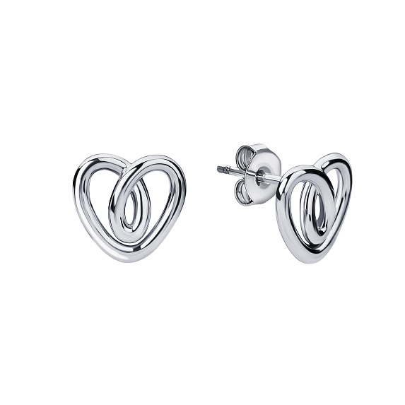 Серебряные серьги гвоздики сердце Miestilo