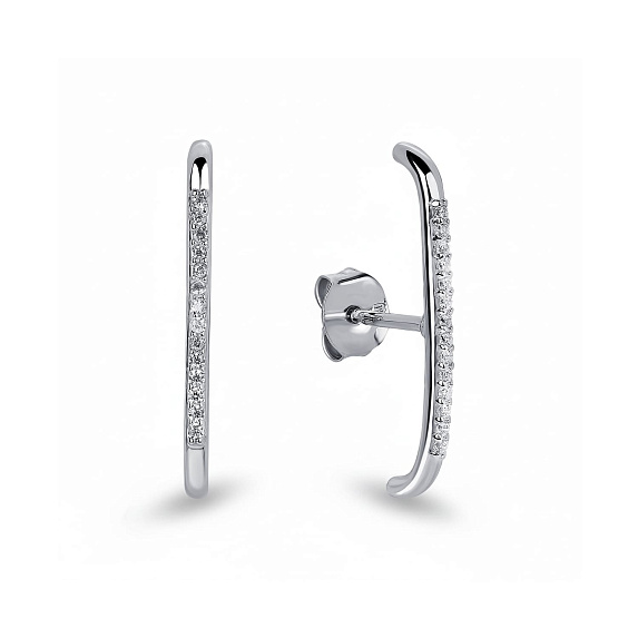 Элегантные пусеты в виде петли с фианитами Miestilo