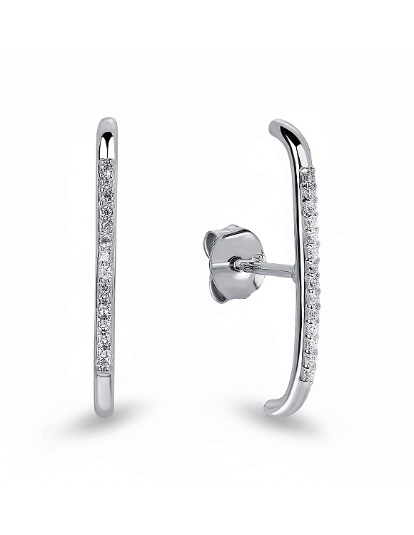 Элегантные пусеты в виде петли с фианитами Miestilo  2