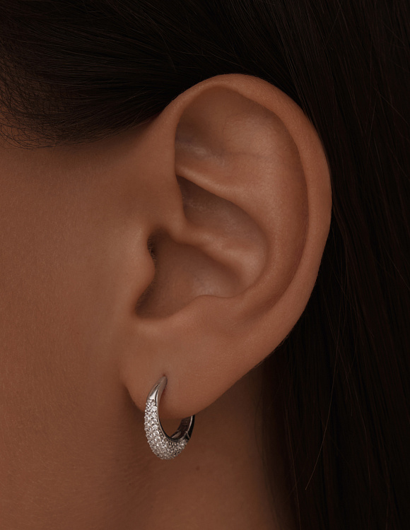 Серебряные серьги кольца с фианитами Miestilo