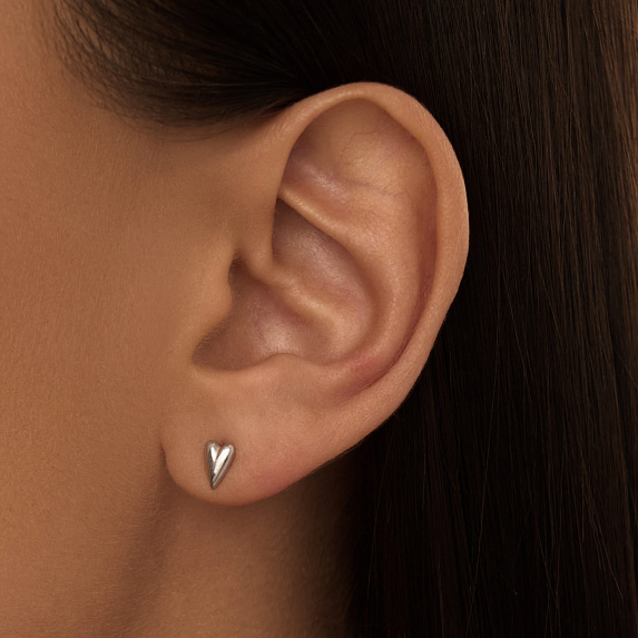 Серьги гвоздики серебро 925 женские сердечки Miestilo