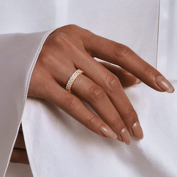 Кольцо женское серебро 925 обручальное с позолотой и фианитами Miestilo