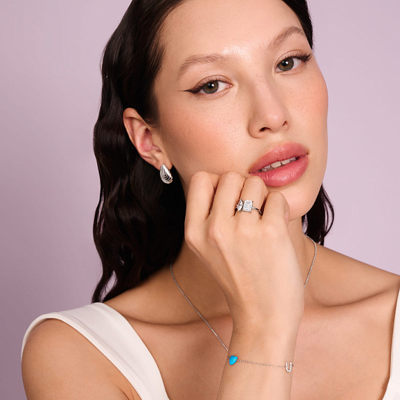 Серебряное кольцо с фианитами в огранках багет и маркиз Miestilo