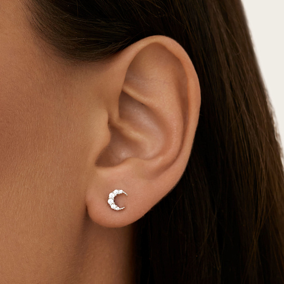 Серьги серебро 925 серебряные гвоздики луна Miestilo