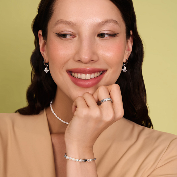 Серебряный браслет из натурального жемчуга Miestilo